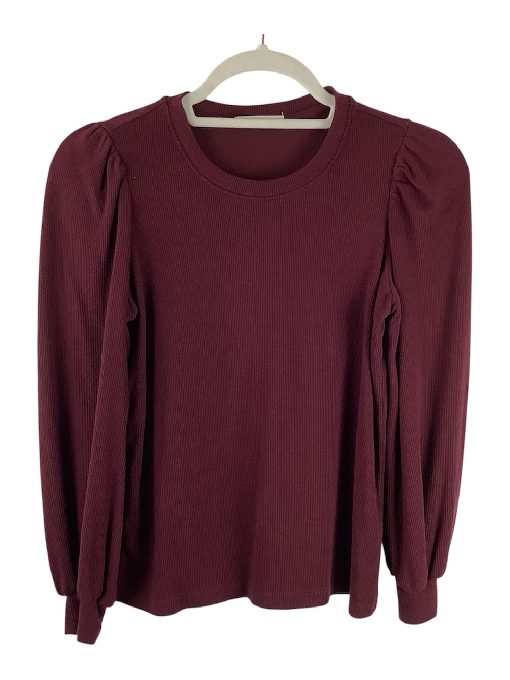Marine Layer Burgundy Lexi Rib Puff Sleeve Top XS